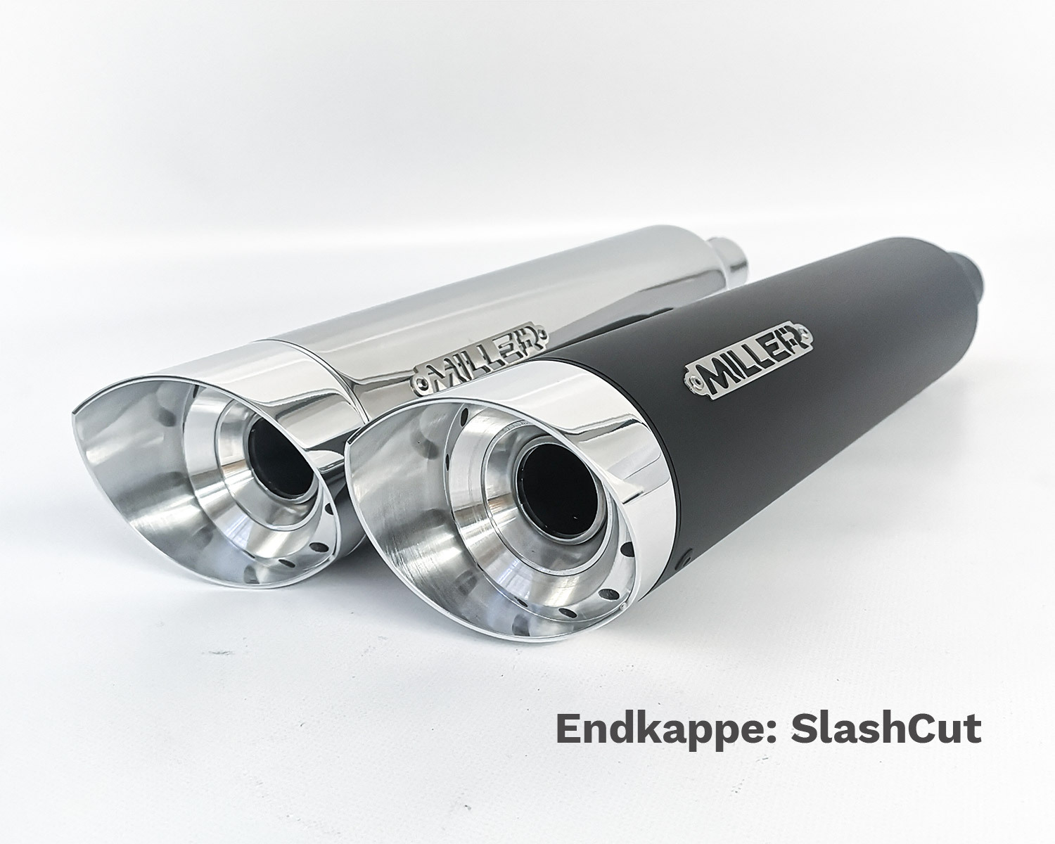 Silencieux Miller Exhaust Noir Embout SlashCut Poli Ø50mm