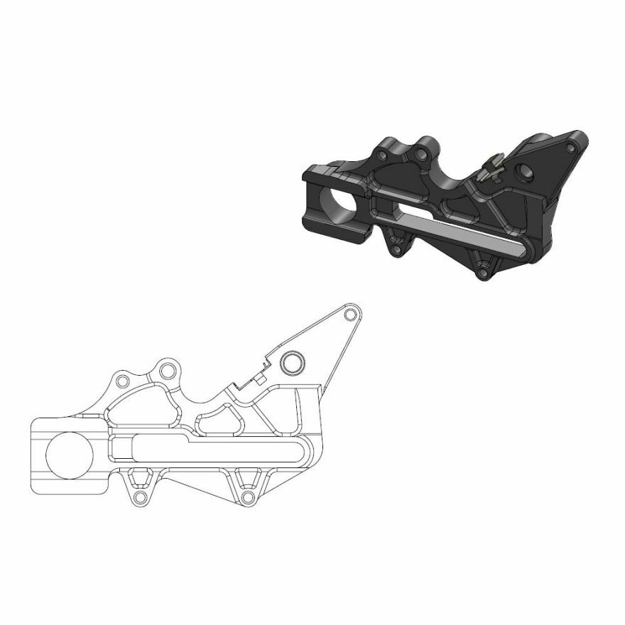 Support disque de frein Moto Master arrière HVA Factory 220mm noir incl clip Mag