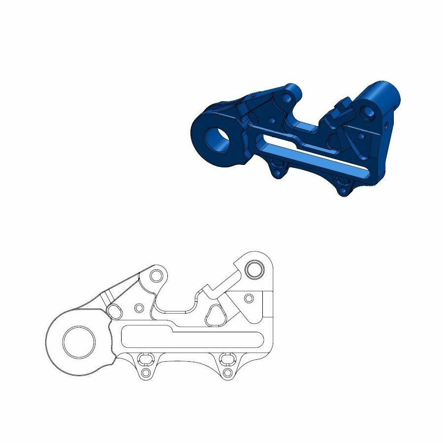 Support disque de frein Moto Master arrière Offroad MM 220 HVA bleu incl adapt axe endu