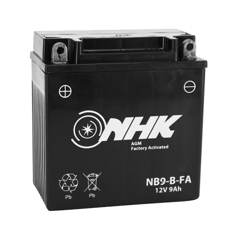 Batterie NHK 12V 9 Ah NB9 - B FA SANS ENTRETIEN PRETE A EMPLOI Lg135xL75xH139mm ACTIVEE EN USINE QUALITE PREMIUM - EQUIVALENT YB9