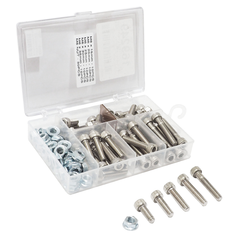 Kit Visserie Moto P2R VIS CHC 6 PANS CREUX M6 x 15 20 25 30 35 mm ECROU M6 ASSORTIMENT