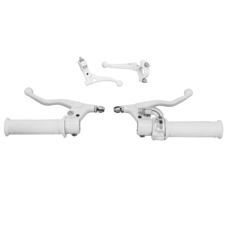 Kit poignée de guidon et levier P2R TARGA MINI METAL BLANC