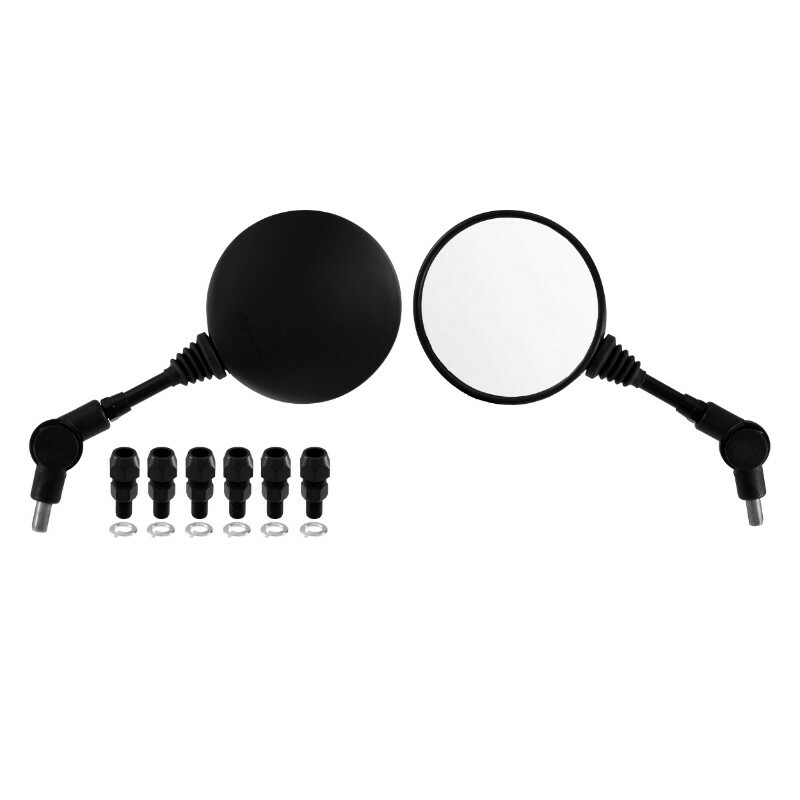 Rétroviseur P2R ROND REPLIABLE LIVREE ADAPTATEURS M8,M10 HOMOLOGUE CE PAIRE