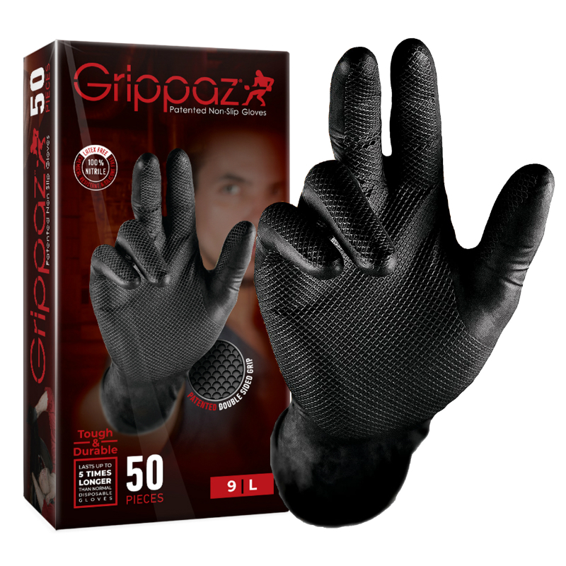 Gants d'atelier P2R NITRILE ECAILLES POISSON RESISTANT AUX PRODUITS CHIMIQUES HUILES,A ESSENCE T9 L BOITE 50