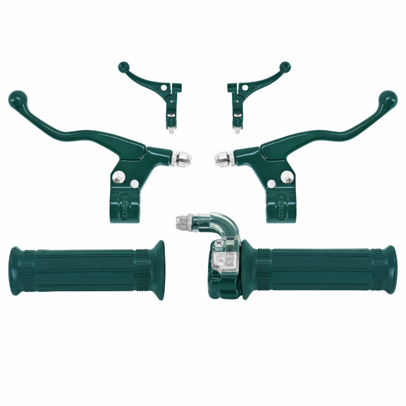 Kit poignée de guidon et levier P2R TARGA MINI METAL VERT FONCE