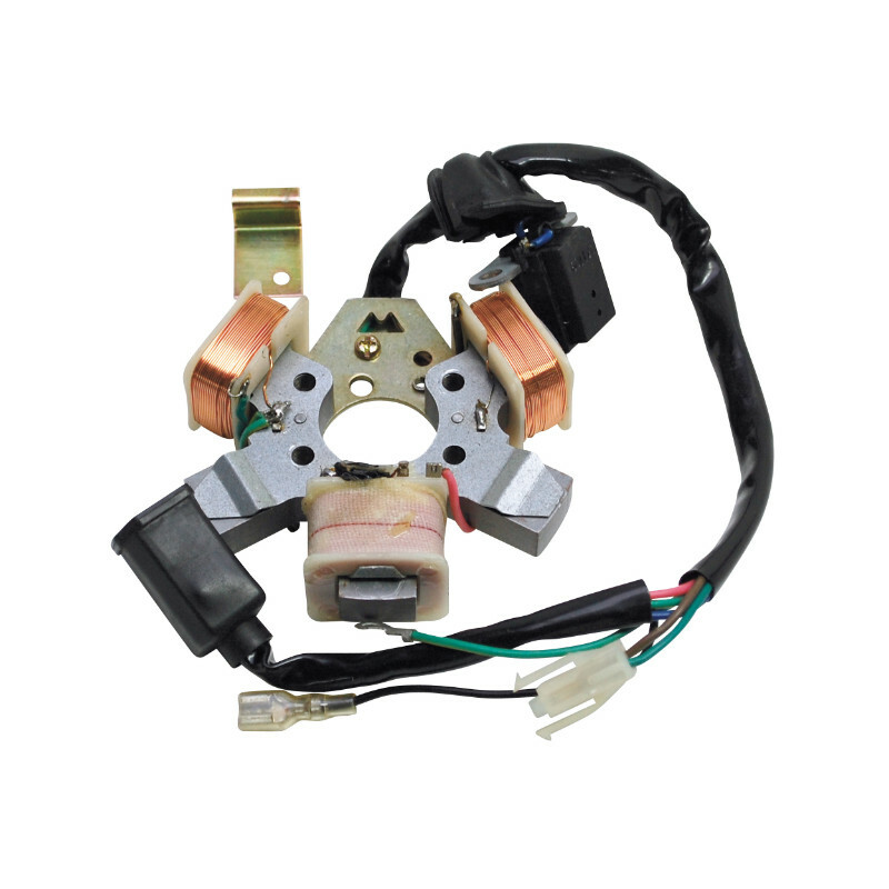 Stator d'allumage P2R STATOR ALLUMAGE CYCLO ADAPTABLE PEUGEOT 103 ELECTRONIQUE 6V AVEC CAPTEUR ET SANS PLATINE -P2R-