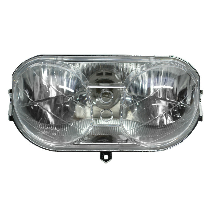 Phare avant P2R OPTIQUE SCOOT ADAPTABLE MBK 50 STUNT 2004+-YAMAHA 50 SLIDER 2004+ (HOMOLOGUE CE) (LIVREE AVEC DOUILLE ET AMPOULE BA20D) -P2R-