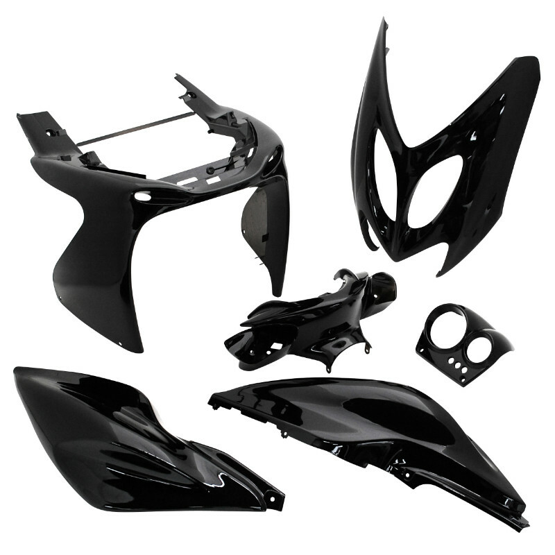 Kit carénage P2R CARROSSERIE-CARENAGE SCOOT ADAPTABLE MBK 50 NITRO 1997+2012-YAMAHA 50 AEROX 1997+2012 NOIR BRILLANT (KIT 6 PIECES) -P2R-