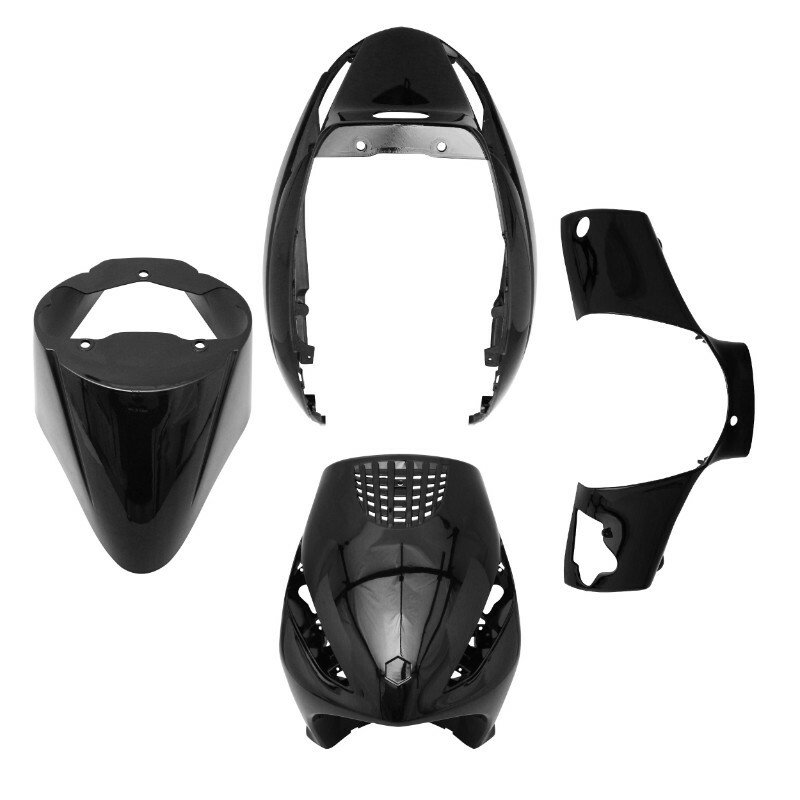 Kit carénage P2R CARROSSERIE-CARENAGE SCOOT ADAPTABLE PIAGGIO 50 ZIP 2000+ NOIR BRILLANT (KIT 4 PIECES) -P2R-