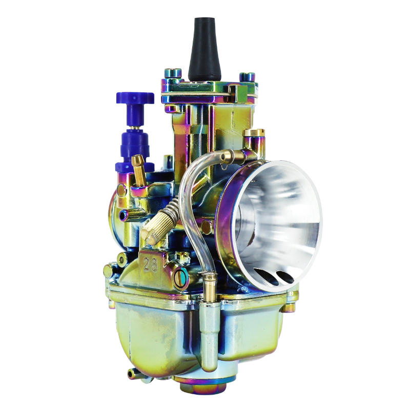 Carburateur P2R CARBURATEUR TYPE PWK 28 TITANIUM A BOISSEAU PLAT AVEC POWERJET ET STARTER A TIRETTE (QUALITE PREMIUM) -P2R-