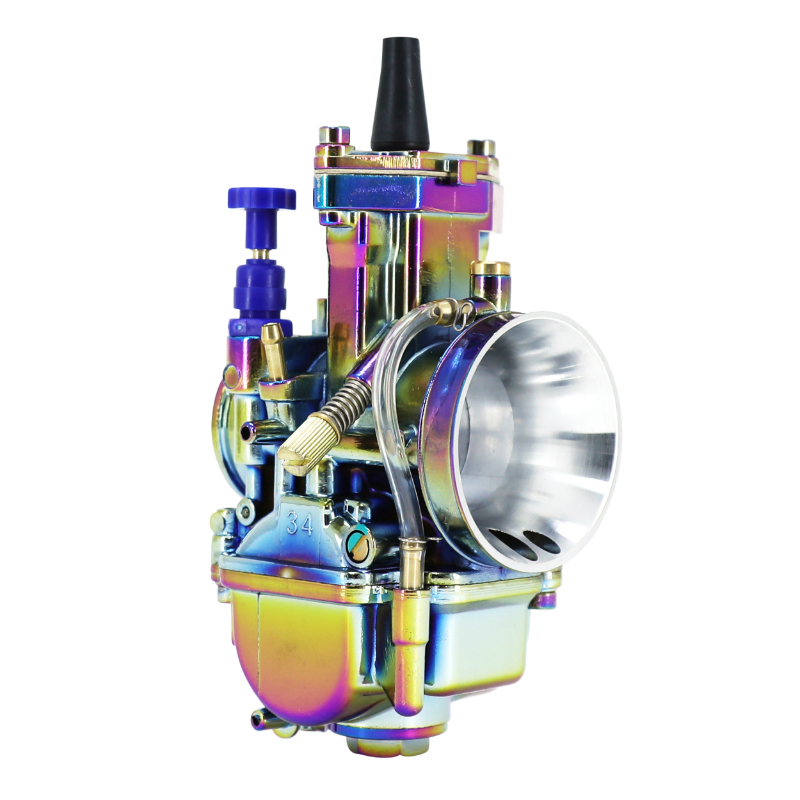 Carburateur P2R CARBURATEUR TYPE PWK 34 TITANIUM A BOISSEAU PLAT AVEC POWERJET ET STARTER A TIRETTE (QUALITE PREMIUM) -P2R-
