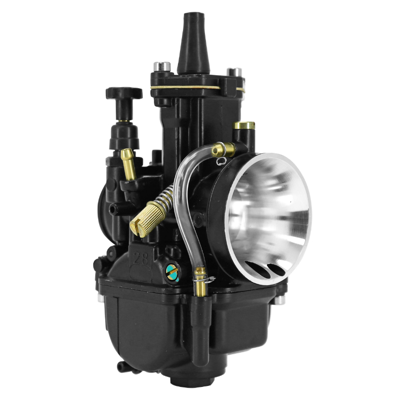 Carburateur P2R CARBURATEUR TYPE PWK 28 BLACK A BOISSEAU PLAT AVEC POWERJET ET STARTER A TIRETTE (QUALITE PREMIUM) -P2R-