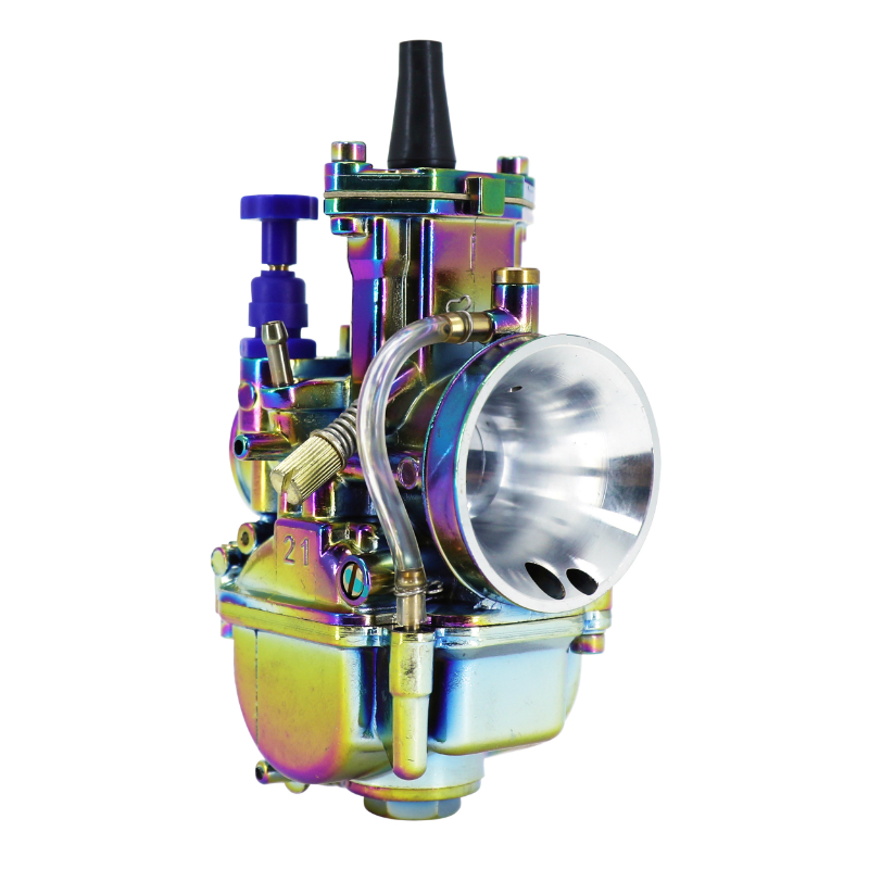 Carburateur P2R CARBURATEUR TYPE PWK 21 TITANIUM A BOISSEAU PLAT AVEC POWERJET ET STARTER A TIRETTE (QUALITE PREMIUM) -P2R-