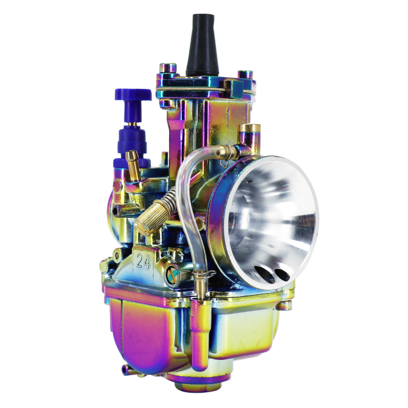 Carburateur P2R CARBURATEUR TYPE PWK 24 TITANIUM A BOISSEAU PLAT AVEC POWERJET ET STARTER A TIRETTE (QUALITE PREMIUM) -P2R-