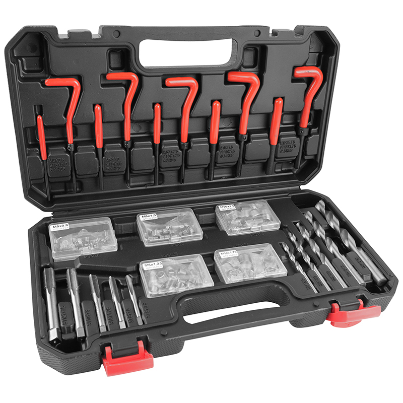 Tarauds et filières P2R REPARATION FILETAGE TYPE HELICOIL TARAUD - FORET INSERT FILET RAPPORTE M5,M6 M8,M10 M12 COFFRET 131 PIECES