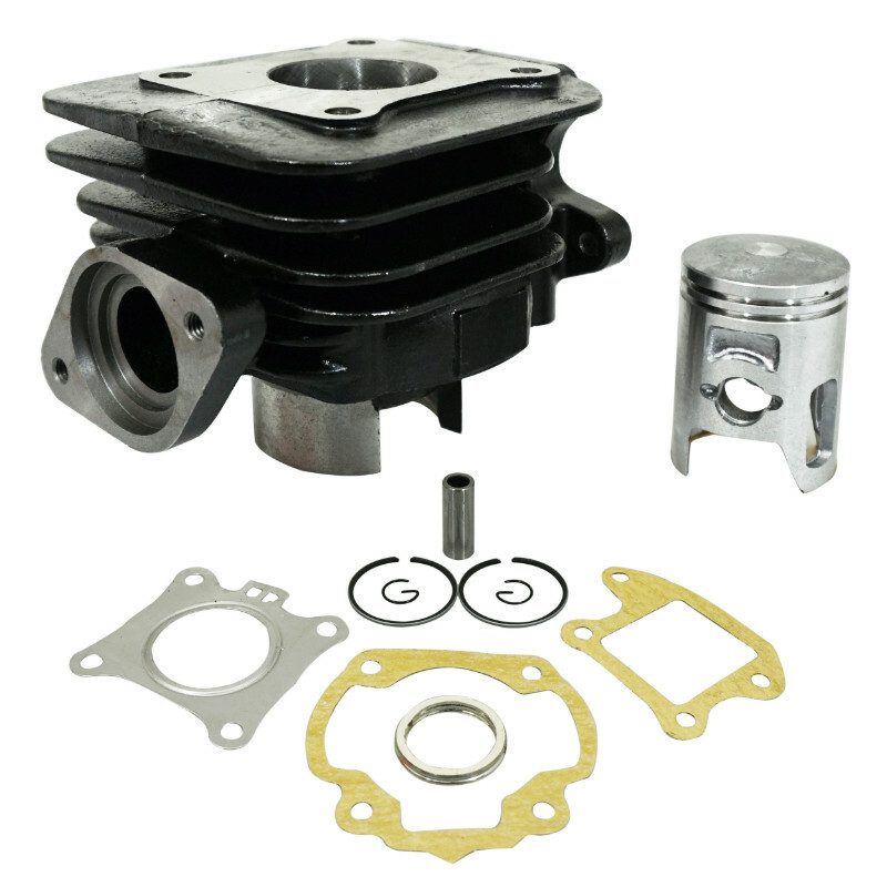 Kit cylindre-piston P2R CYLINDRE SCOOT ADAPTABLE KYMCO 50 AGILITY 2T, PEOPLE 2T, SUPER 9 2T (ADMISSION SUR CYLINDRE, AXE DE PISTON 12 mm) -P2R FONTE PRE