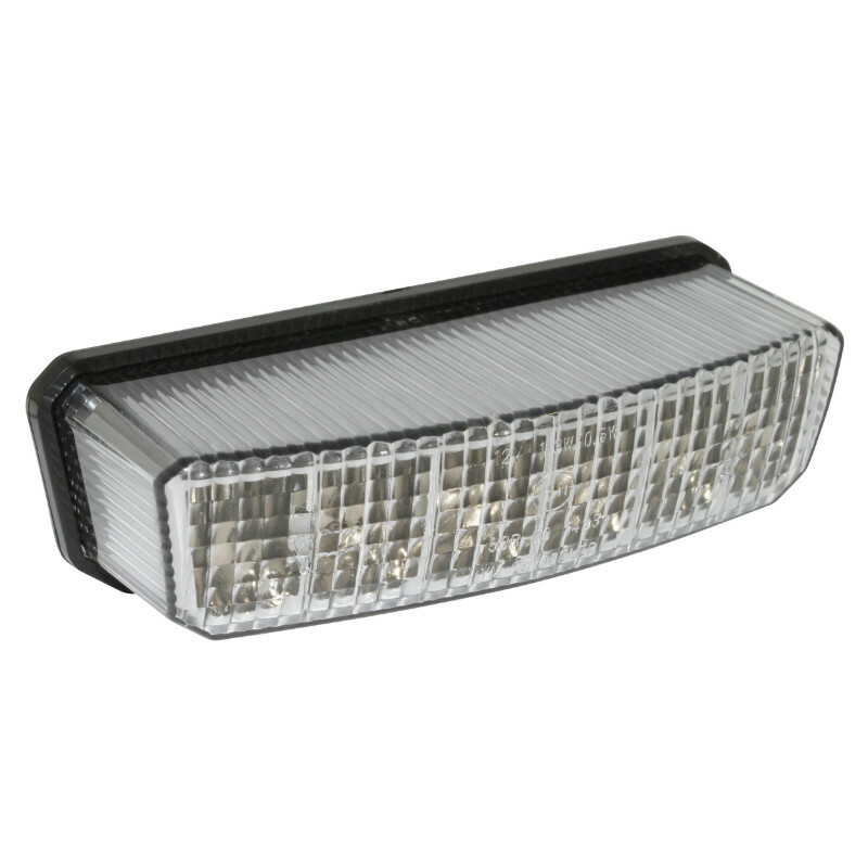 Feux arrière P2R FEU ARRIERE 50 A BOITE ADAPTABLE RIEJU 50 TRANSPARENT A LEDS AVEC STOP (6 LEDS ROUGES) -P2R-