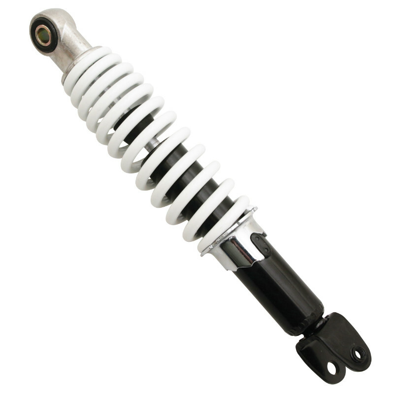 Amortisseur P2R AMORTISSEUR SCOOT ADAPTABLE MBK 50 NITRO, OVETTO 2T - YAMAHA 50 AEROX, NEOS 2T - APRILIA 50 SR - MALAGUTI 50 F12 BLANC (REGLABLE