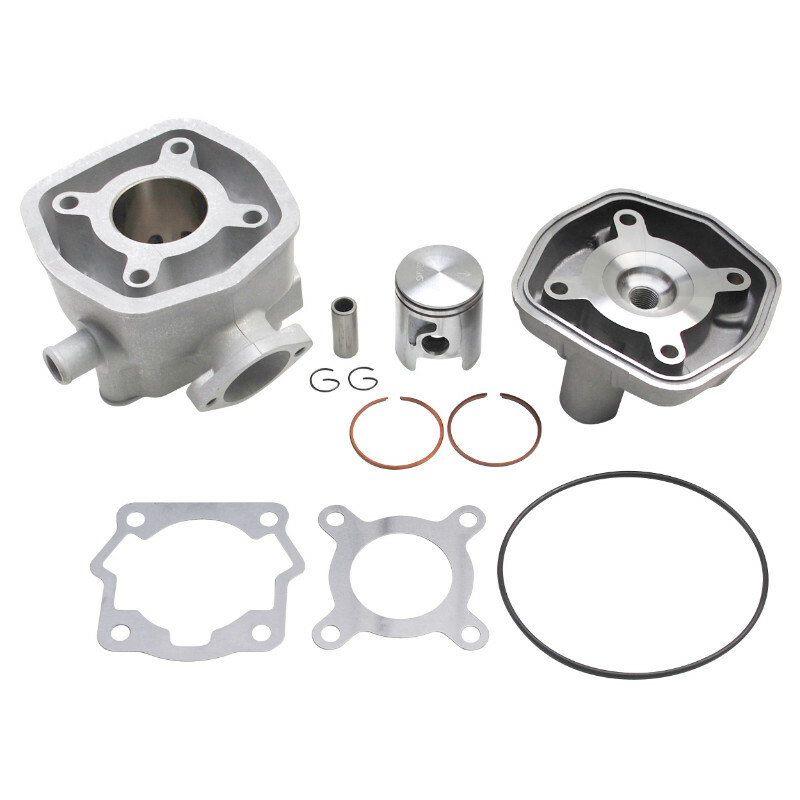 Kit cylindre-piston P2R HAUT MOTEUR 50 A BOITE ADAPTABLE DERBI 50 SENDA 1996+2005, GPR-GILERA 50 SMT 2000+2005, RCR (MOTEUR DERBI EURO 2) -ALU NIKASIL P