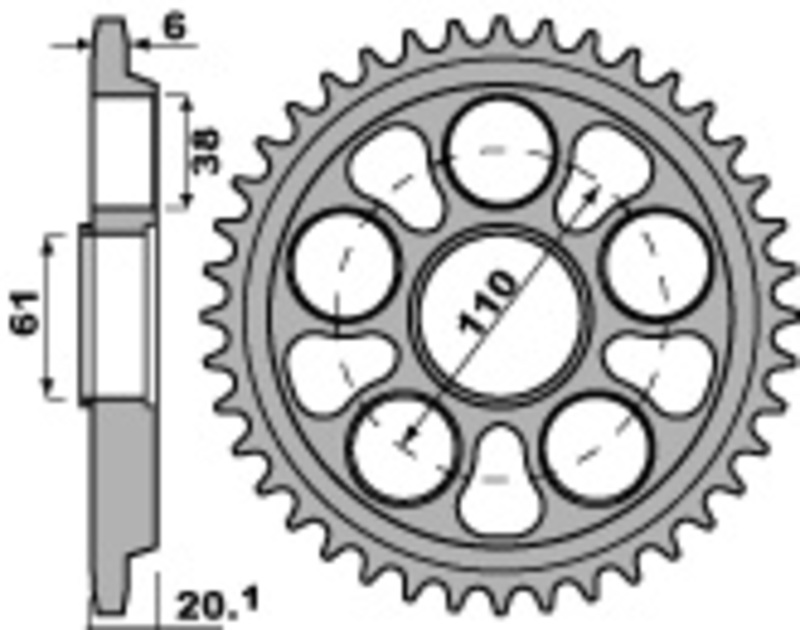 Couronne PBR aluminium Ultra-Light anodisé dur 4420 - 520