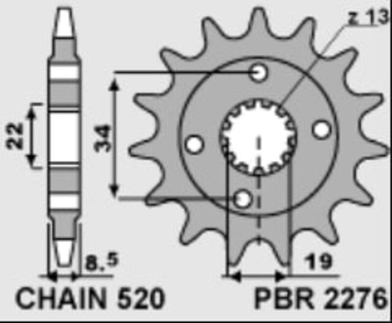 Pignon de sortie de boite PBR acier standard 2276 - 520