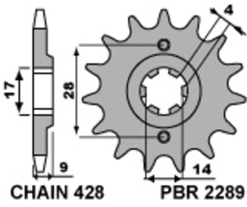 Pignon de sortie de boite PBR acier standard 2289 - 428