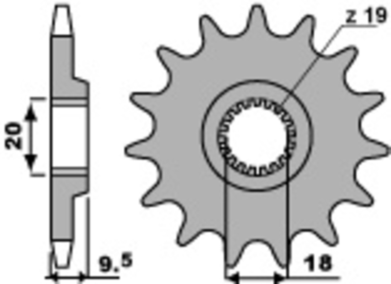 Pignon de sortie de boite PBR acier standard 333 - 520