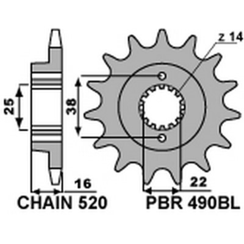Pignon de sortie de boite PBR acier standard 490BL - 520