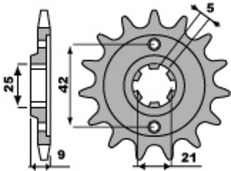 Pignon de sortie de boite PBR acier standard 576 - 428
