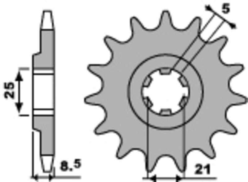 Gearbox output sprocket PBR standard steel 725 - 520