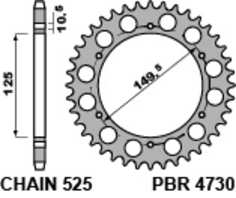 Couronne PBR acier C45 standard 4730 - 525