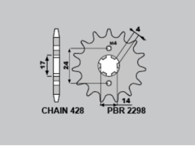 Pignon de sortie de boite PBR acier standard 2298 - 428