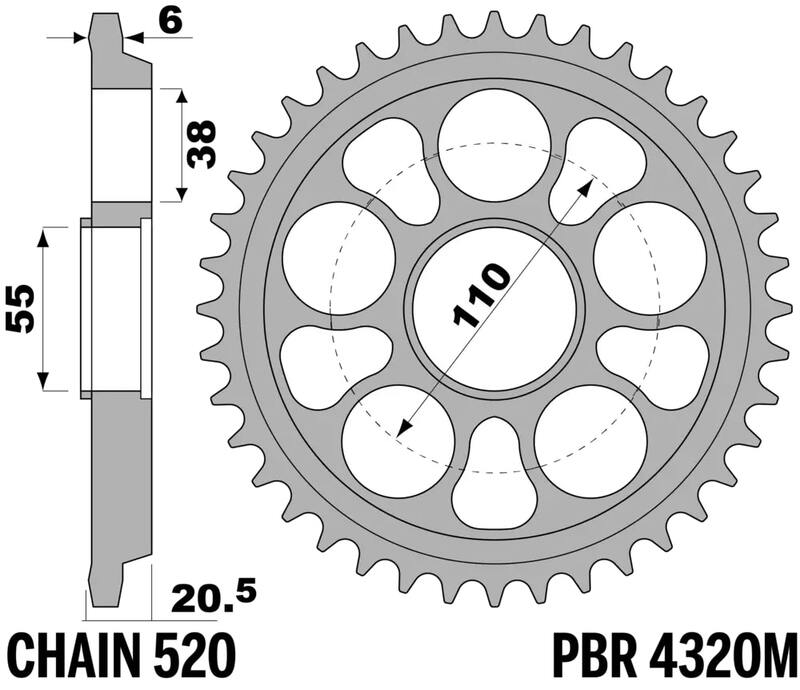 Couronne PBR aluminium ultra - light anodisé dur 4320M - 520