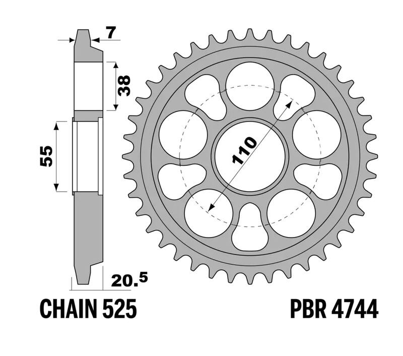 Couronne PBR acier C45 revenu 4744 - 525