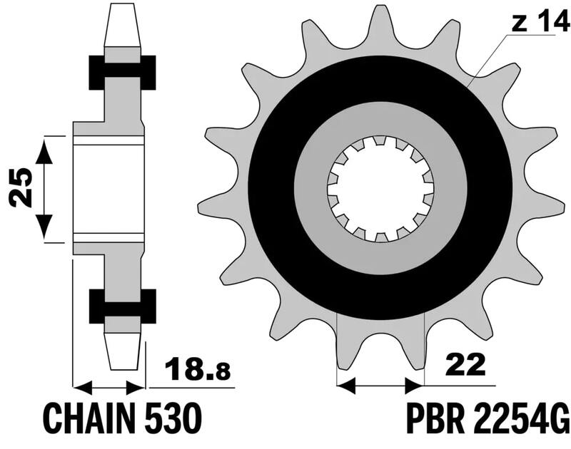 Pignon de sortie de boite PBR Acier Anti - bruit 2254G - 530