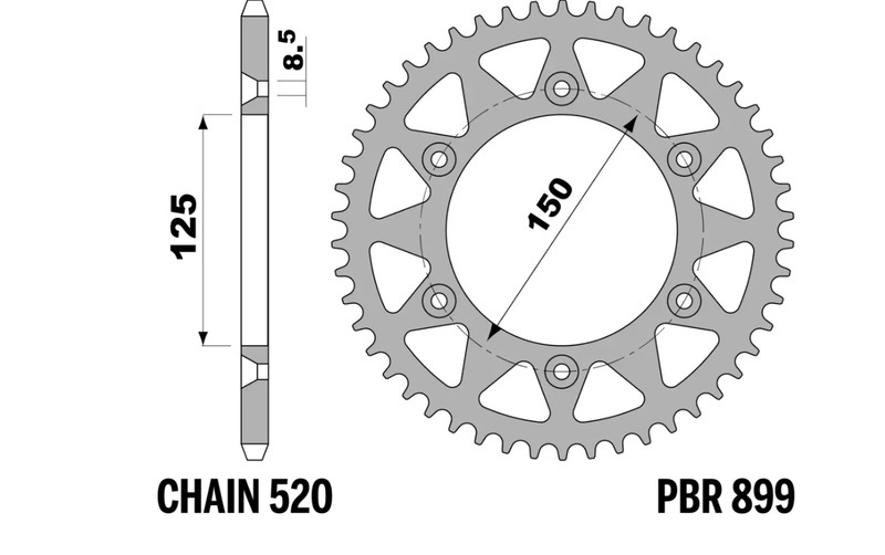 Couronne PBR acier standard - 520 49 dents