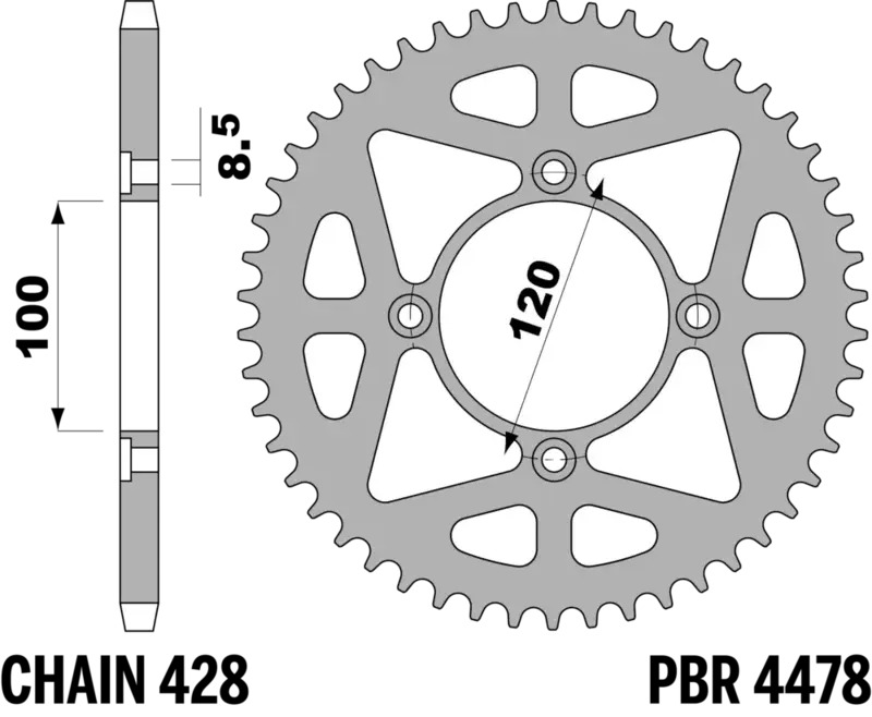 Couronne PBR acier C45 standard 4478 - 428 50 dents