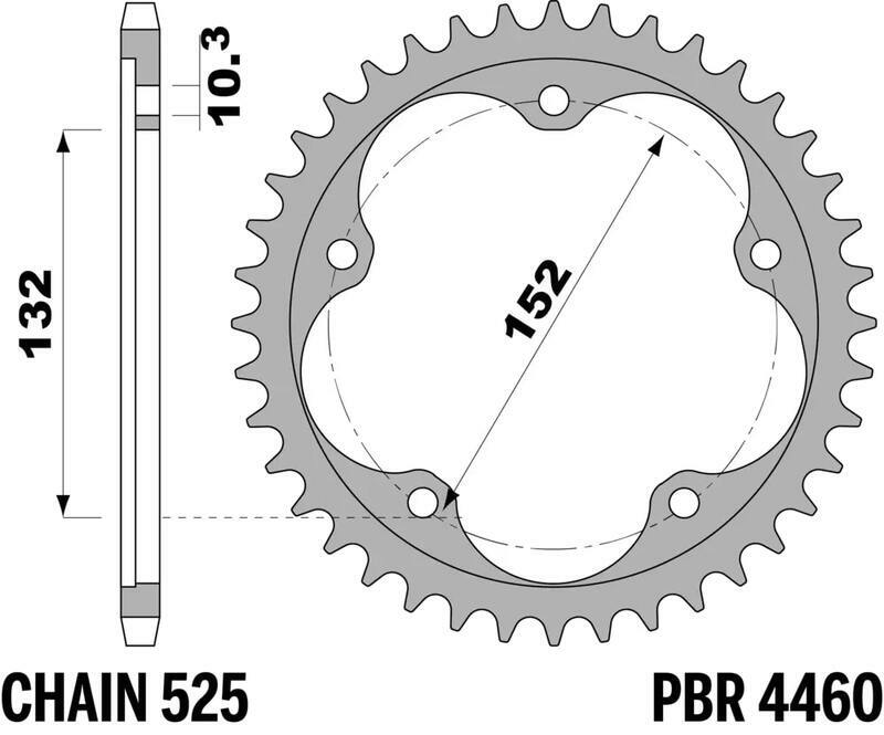 Couronne PBR acier C45 revenu 4460 - 525 39 dents