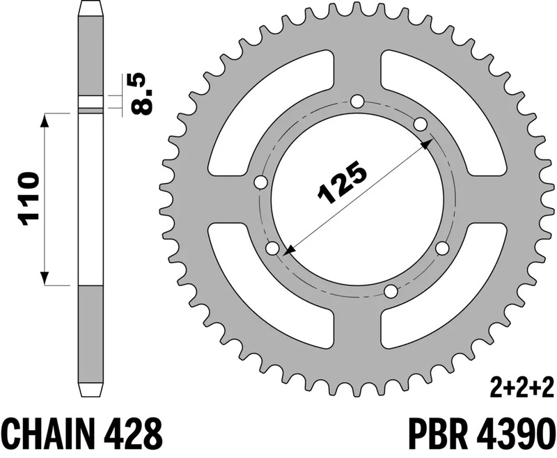 Couronne PBR acier standard - 428 50 dents