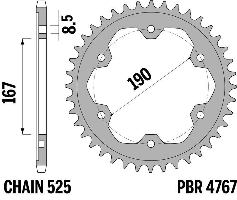 Couronne PBR acier standard - 525 50 dents
