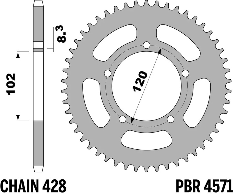 Couronne PBR acier standard 4571 - 428 47 dents