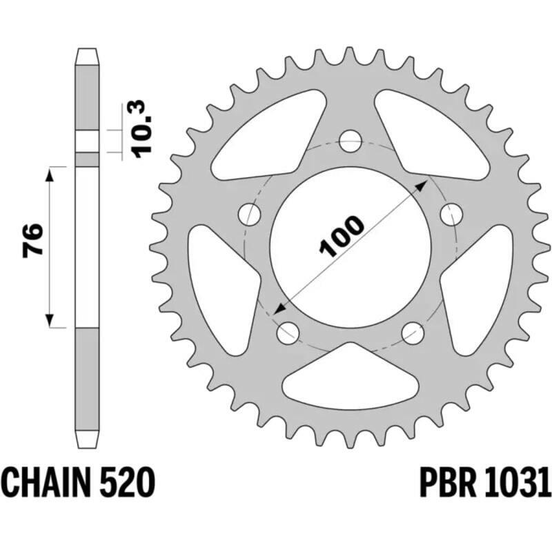 Couronne PBR acier C45 standard 1031 - 520 46 dents