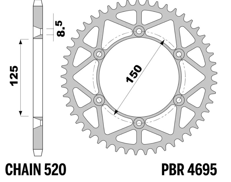 Couronne PBR acier allégée - 520 50 dents