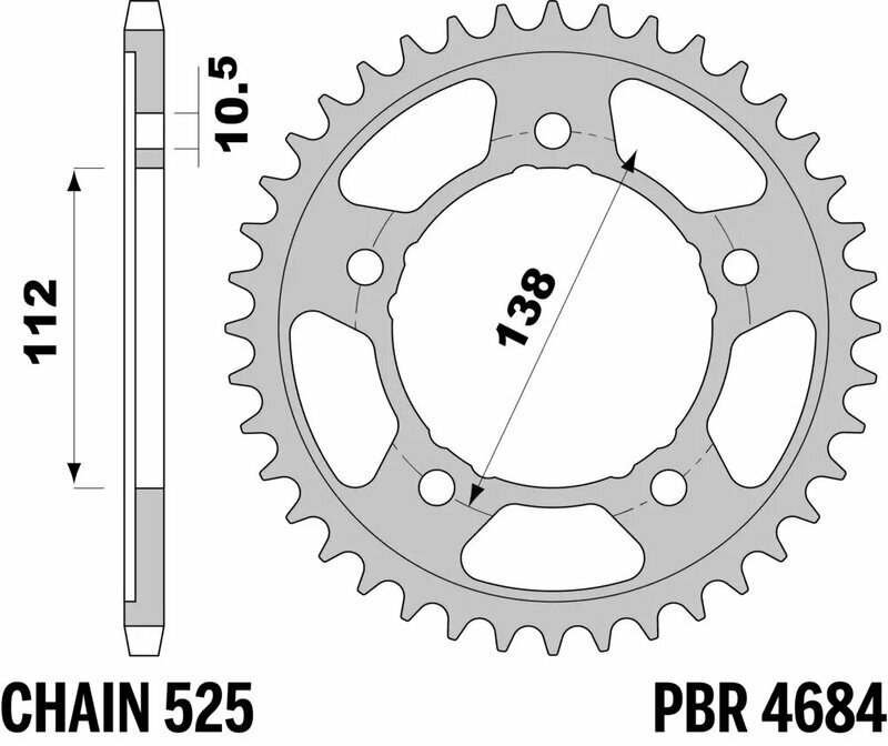 Couronne PBR acier standard - 525 47 dents