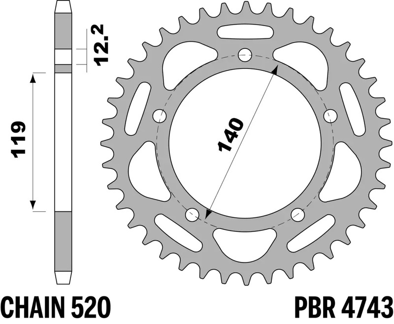 Couronne PBR alu renforcé - 520 42 dents