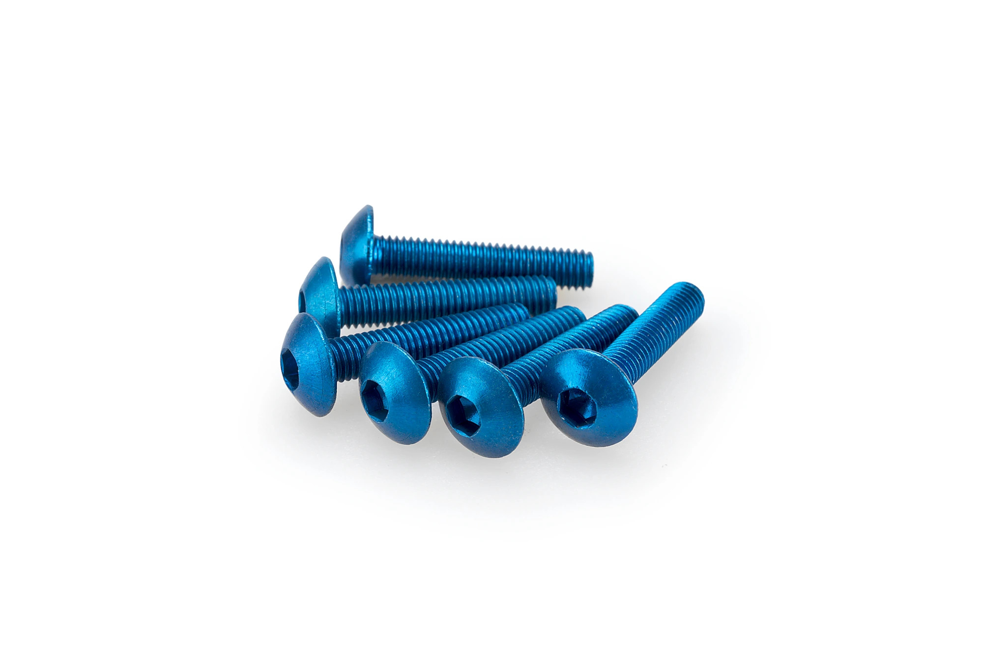 Kit Visserie Carénage Puig En Aluminium Anodisé Bleu Blister 6 vis bombé M5x25mm