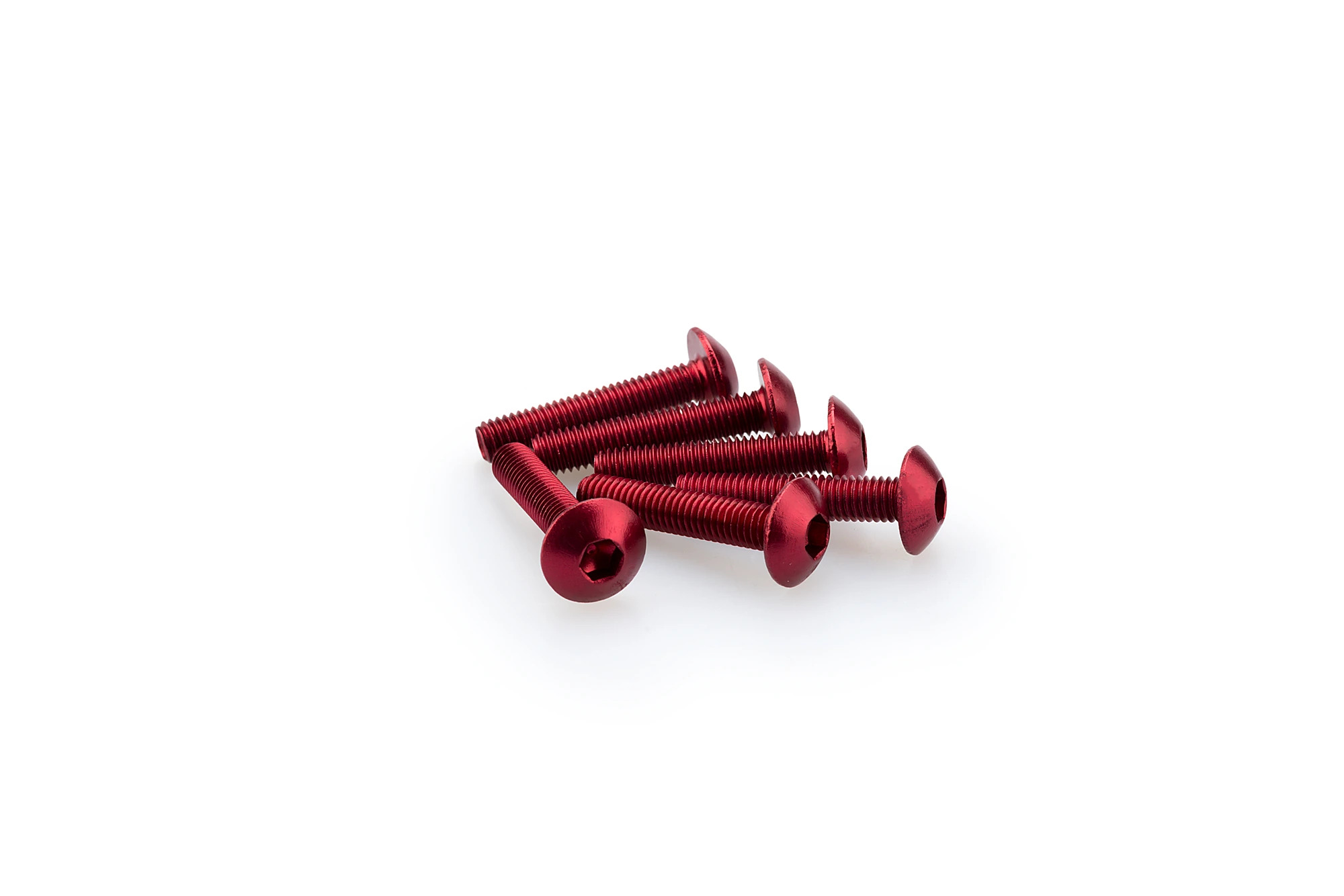 Kit Visserie Carénage Puig En Aluminium Anodisé Rouge Blister 6 vis bombé M5x25mm