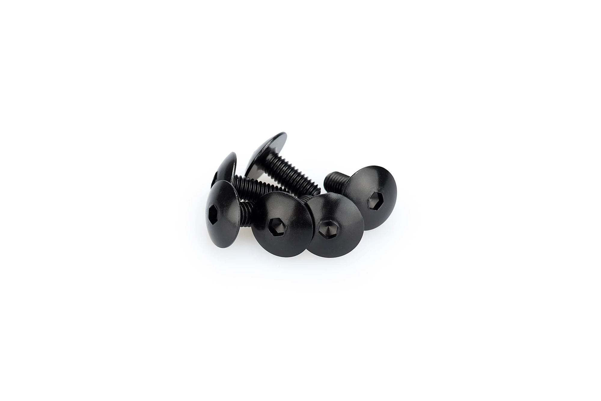 Kit Visserie Carénage Puig En Aluminium Anodisé Noire Blister 6 vis bombé M6x15mm