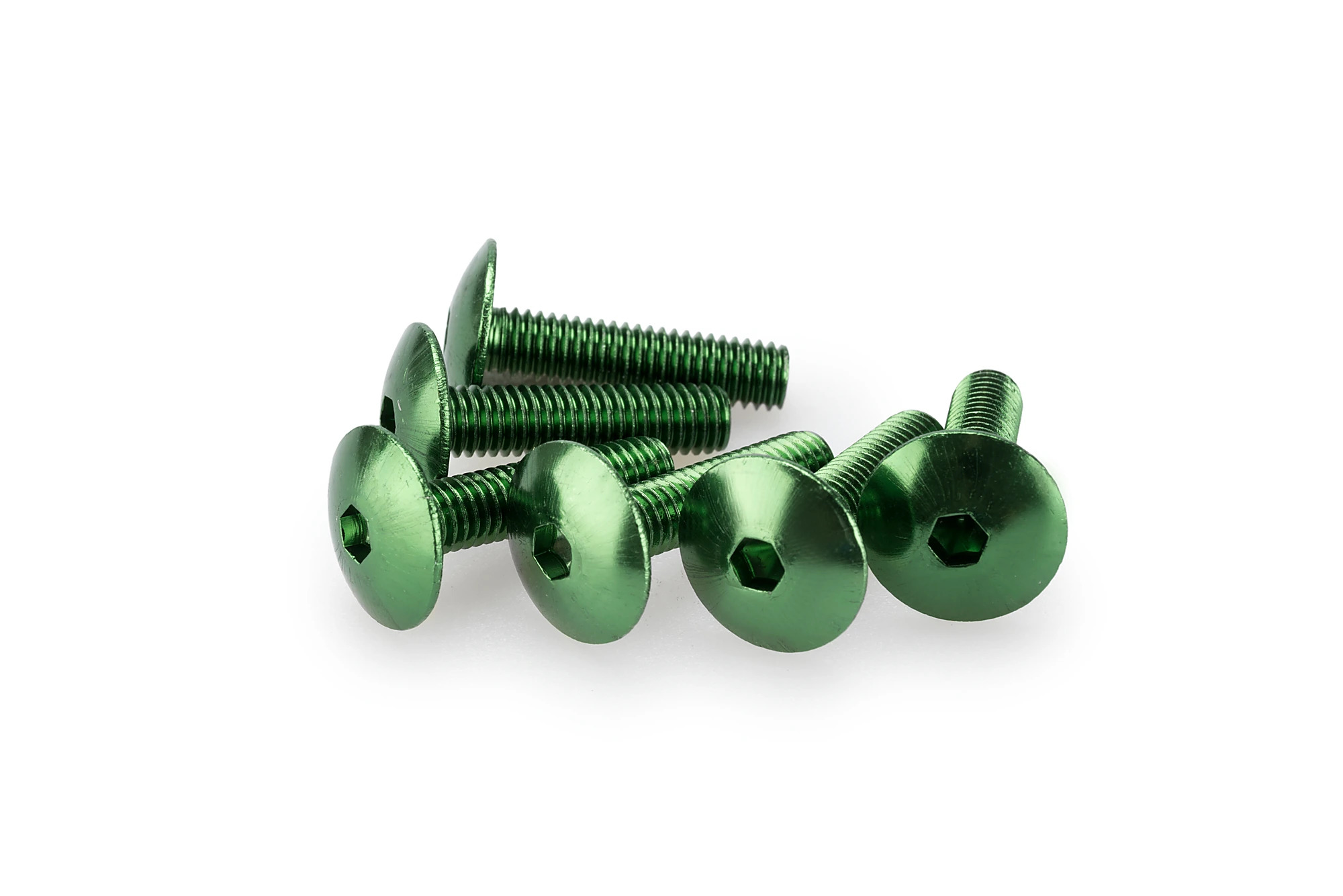 Kit Visserie Carénage Puig En Aluminium Anodisé Vert Blister 6 vis bombé M6x25mm