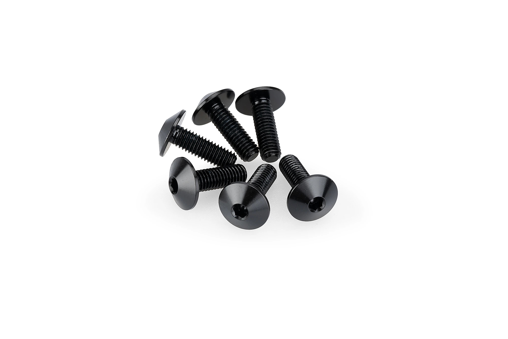 Kit Visserie Carénage Puig En Aluminium Anodisé Bulles Noire 6 Vis M5x15 Tête diamètre 11,8mm